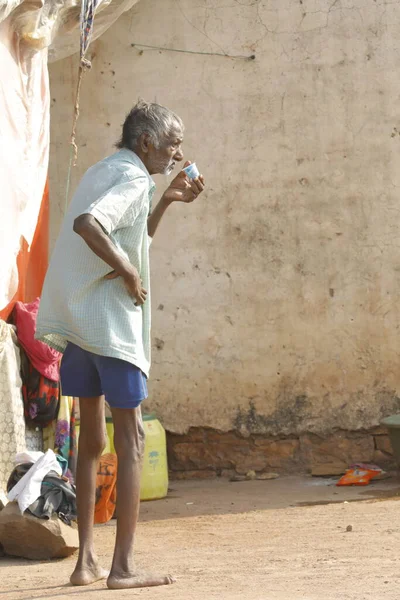 Indian Old Man Home Hyderabad India 2Nd Aug 2022 — Foto de Stock