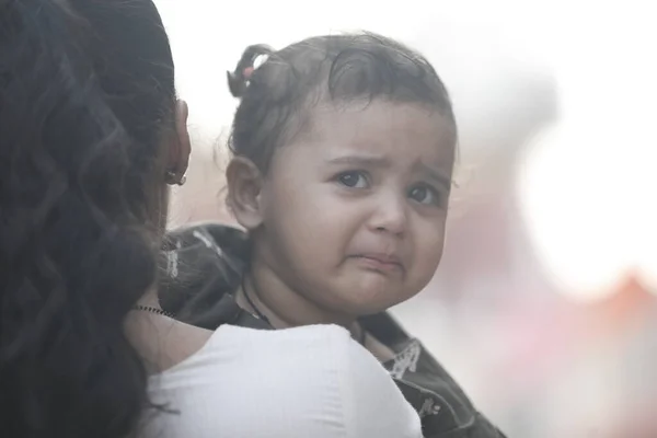 Cute Indian Girl Crying Hyderabad India 2Nd Aug 2022 — Stock Photo, Image