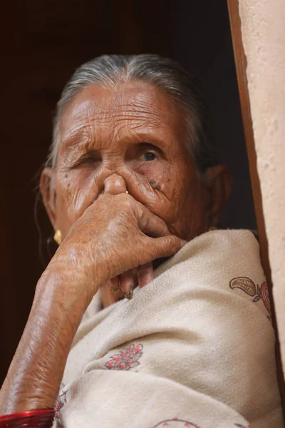 Indian Old Women Home Hyderabad India 2Nd Aug 2022 — Stockfoto