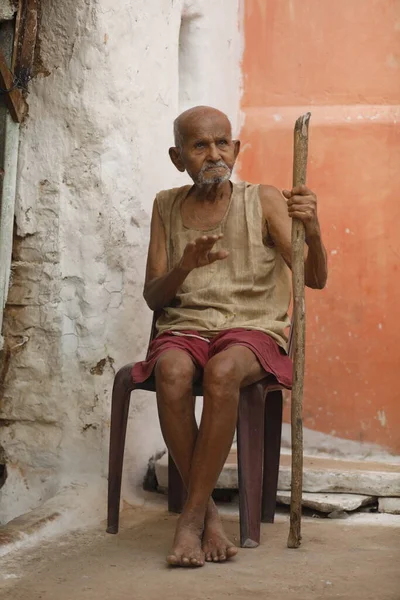 Indian Old Man Home Hyderabad India 2Nd Aug 2022 — 图库照片