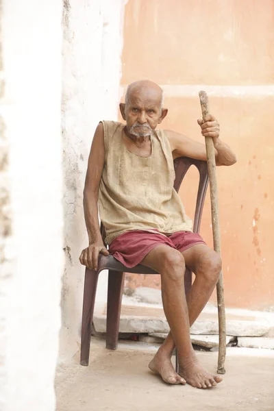 Indian Old Man Home Hyderabad India 2Nd Aug 2022 — Stockfoto