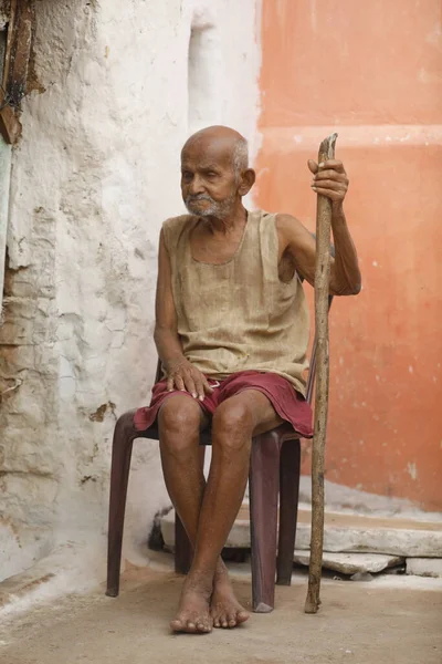 Indian Old Man Home Hyderabad India 2Nd Aug 2022 —  Fotos de Stock