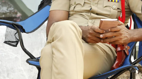 Indian Police Hand Phone — Stock Photo, Image