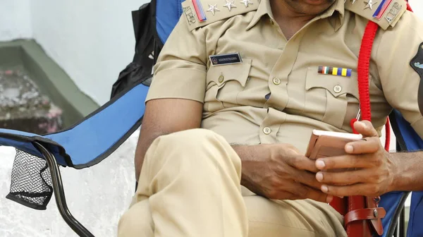 Indian Police Hand Phone — 图库照片
