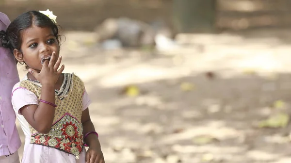 Молодая Индийская Девочка Уходящая Хайдарабад Индия Августа 2022 Года — стоковое фото