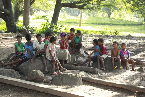 Indien Pauvre Enfants Regarder Hyderabad Inde Août 2022 — Photo