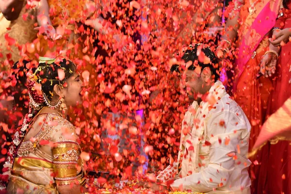 Hagyományos Hindu Esküvői Ceremónia Hyderabad India 2022 Október — Stock Fotó