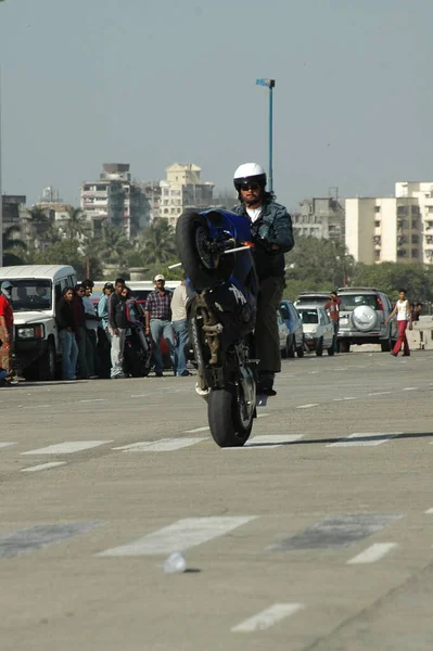 Motor Bike Rider Jalan Raya Kota Agustus 2022 Hyderabad India — Stok Foto