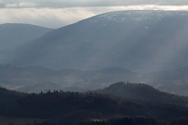 Panorama Dos Sudetes Das Montanhas Rudawy Janowickie Polónia — Fotografia de Stock