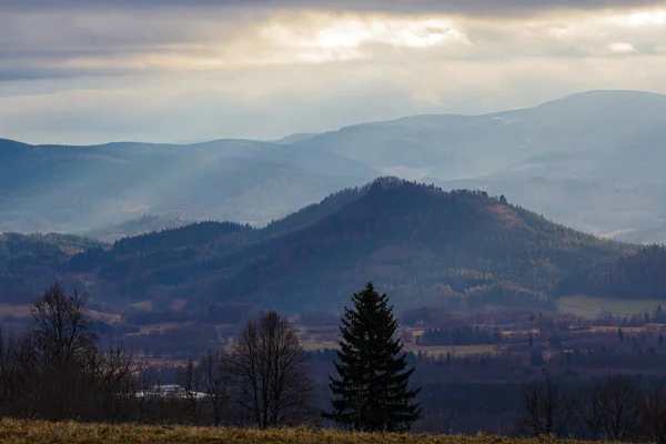 Panorama Dos Sudetes Das Montanhas Rudawy Janowickie Polónia — Fotografia de Stock