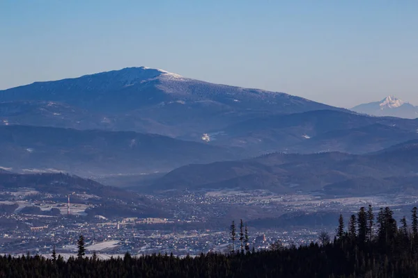 Vista Inverno Eslováquia Montanhas Tatra Polonesas Montanha Babia Gora Beskid — Fotografia de Stock