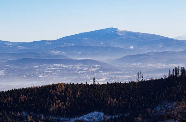 Babia Gora Mountain View Szyndzielnia Mountain Beskidy Mountains — Fotografia de Stock