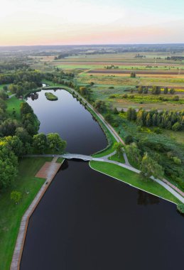 Public park called Lewityn in Pabianice City - view from drone