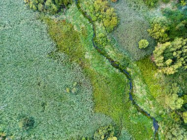 View at Dobrzynka River in Pabianice city from a drone