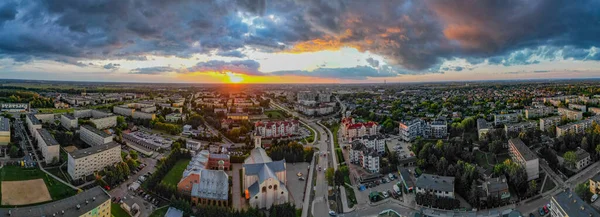 Вид Місто Пабяніс Безпілотного Літального Апарата Заході Сонця — стокове фото
