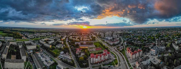 Blick Auf Pabianice Von Einer Drohne Bei Sonnenuntergang — Stockfoto
