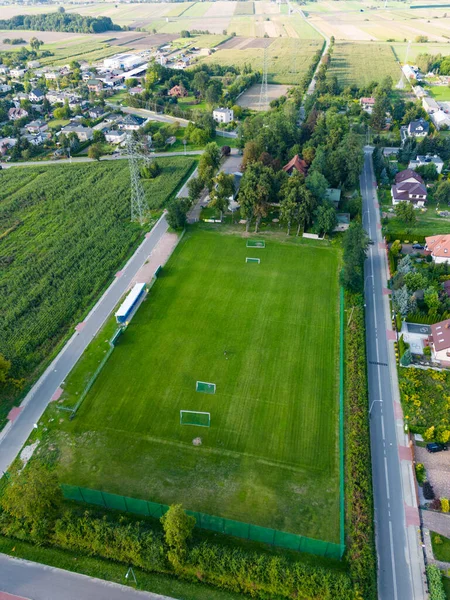 Campo Futebol Vista Aérea Feito — Fotografia de Stock