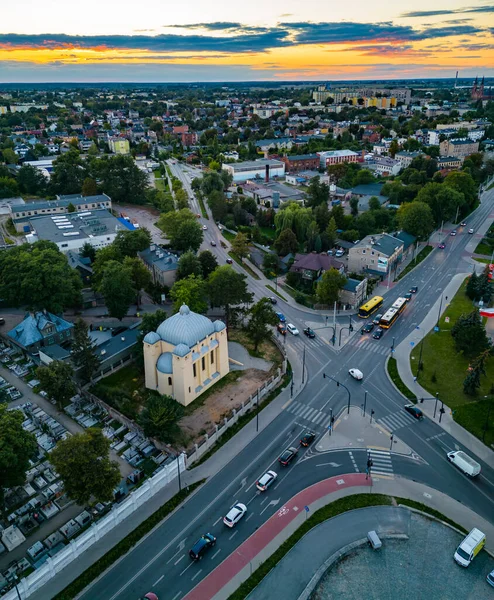 View at Pabianice city from a drone