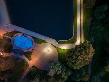 Public park called Lewityn in Pabianice City - view from drone