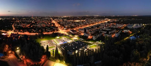 Nachtzicht Pabianice Stad Vanaf Een Drone — Stockfoto