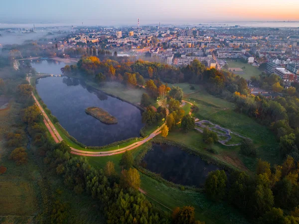 Public Park Called Lewityn Pabianice City View Drone — Stock Fotó