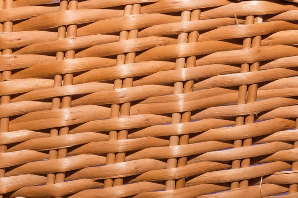 Macro Photo Wicker Brown Basket Handmade Brown Bamboo Wicker Weave — Stock Photo, Image