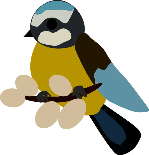 Pájaro Azul Está Sentado Una Ramita Dibujo Vectorial Aislado Sobre — Vector de stock