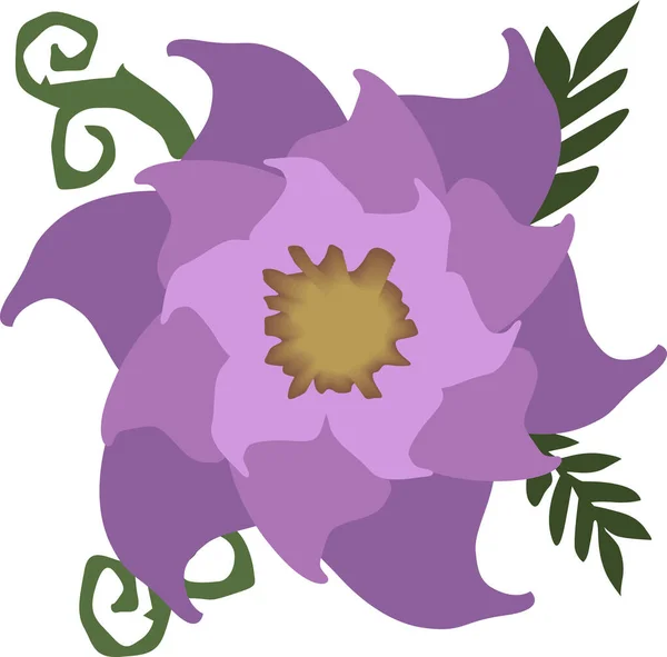 Kwiat Fioletowym Tonie Roślina Dla Piękna Rysunek Wektora Izolat Białym — Wektor stockowy