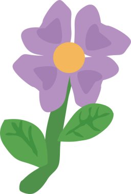 Mor tonda çiçek, güzellik bitkisi, vektör çizimi, beyaz arkaplanda izole etme