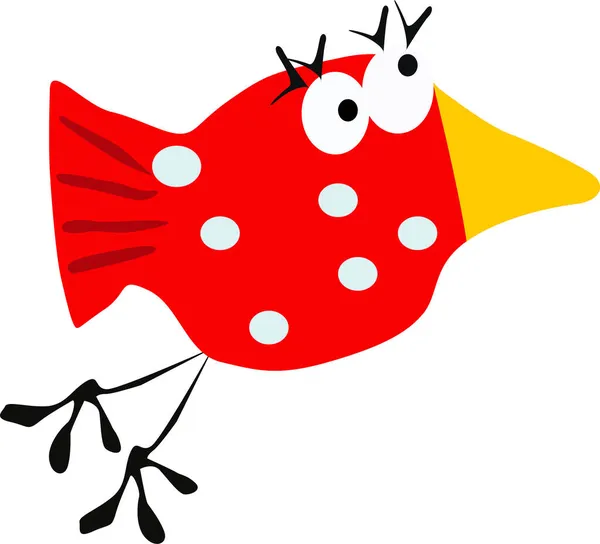 Uccello Rosso Vivo Disegno Bambini Corvo Clipart Vettoriale Isolato Uno — Vettoriale Stock
