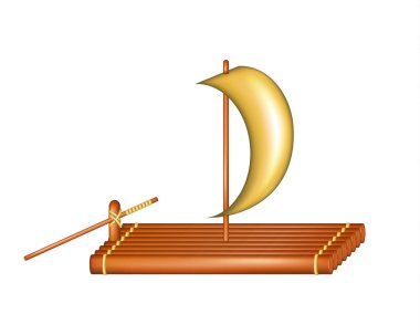Yelkenli ahşap sal