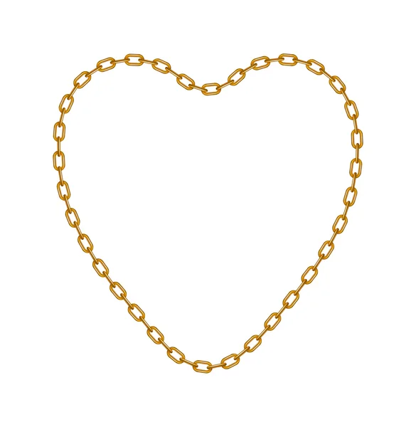 Gold chain in shape of heart — Stock Vector