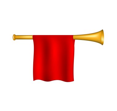 Trumpet with red flag clipart