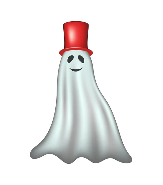 Ghost with red hat — Stock Vector