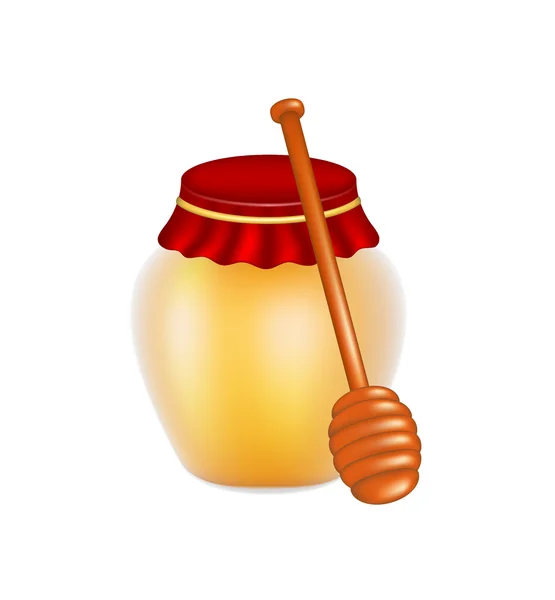 Trempette miel doux et miel en bois — Image vectorielle