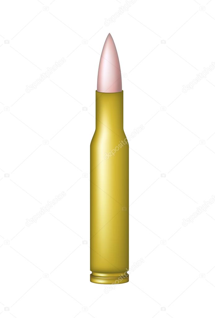 Copper bullet in golden cartridge