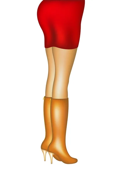 Sexy piernas de señora en botas altas y mini-falda — Archivo Imágenes Vectoriales