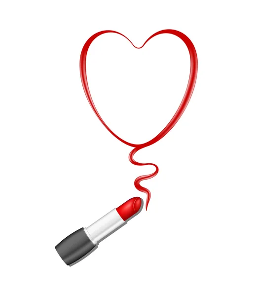 Rouge coeur et rouge à lèvres — Image vectorielle