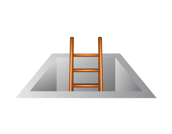 Ξύλινη σκάλα οδηγεί από υπόγεια — Διανυσματικό Αρχείο