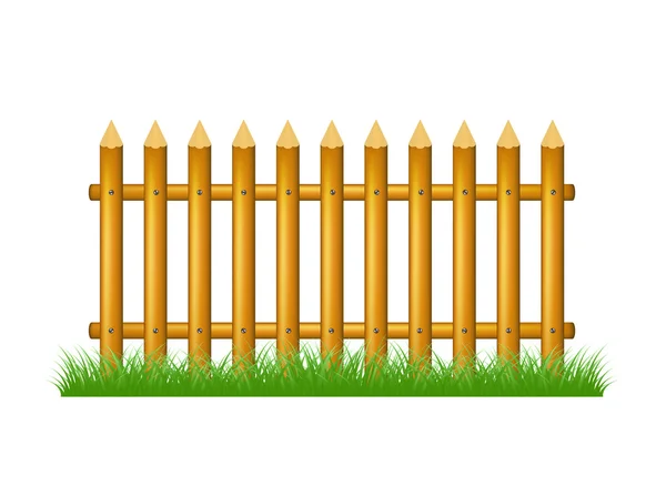 Clôture en bois debout dans l'herbe — Image vectorielle