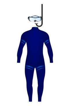 dalgıç elbisesi ve dalış gözlüğü şnorkel ile