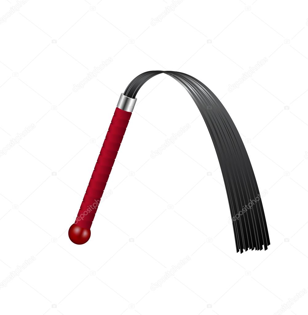 Whip with dark red handle
