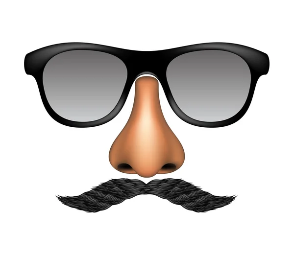 Máscara divertida hecha de gafas, bigote y nariz — Vector de stock