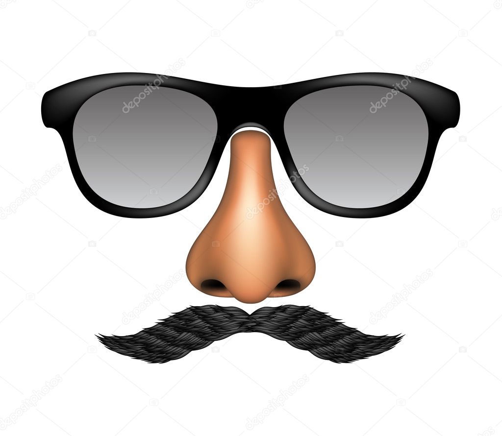 Funny mask made of glasses, mustache and nose