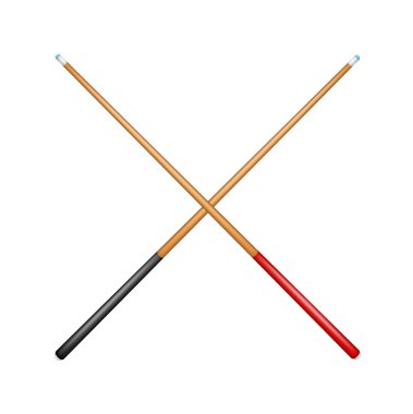 iki çapraz bilardo sopasıyla