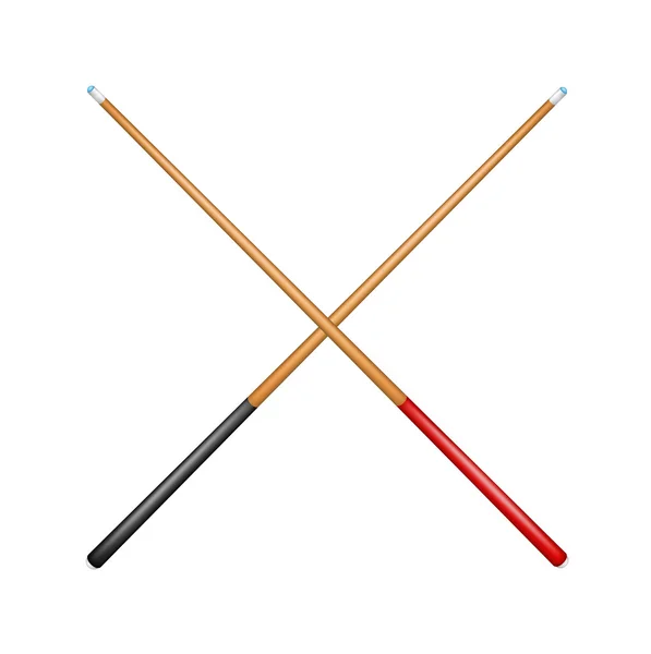 iki çapraz bilardo sopasıyla