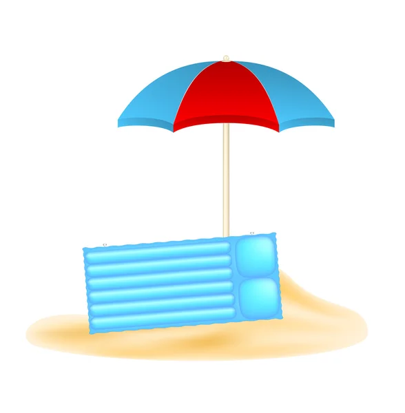 Strand concept met parasol en luchtbed — Stockvector