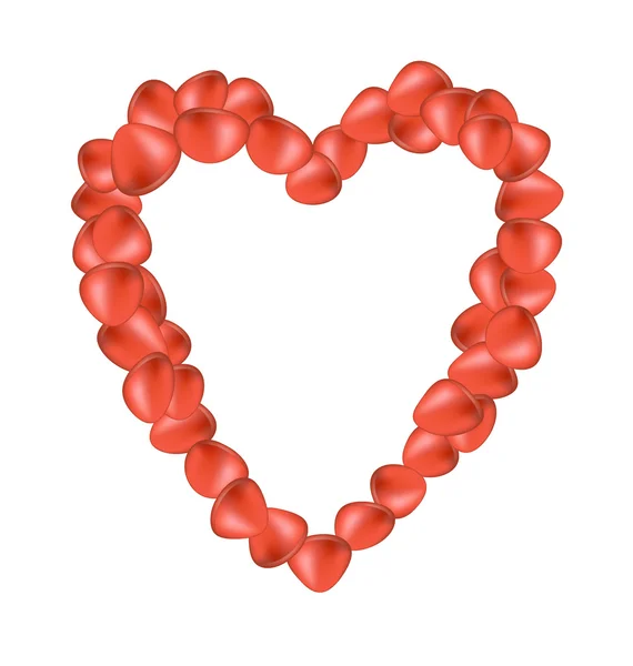 Pétales de rose en forme de cœur — Image vectorielle