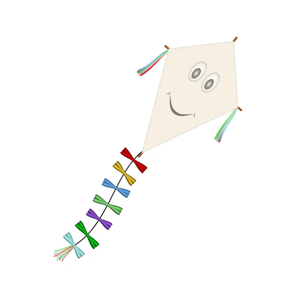 Papier kite met lachende gezicht — Stockvector