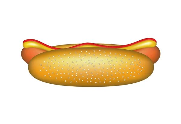 Hot dog con mostaza y ketchup — Vector de stock